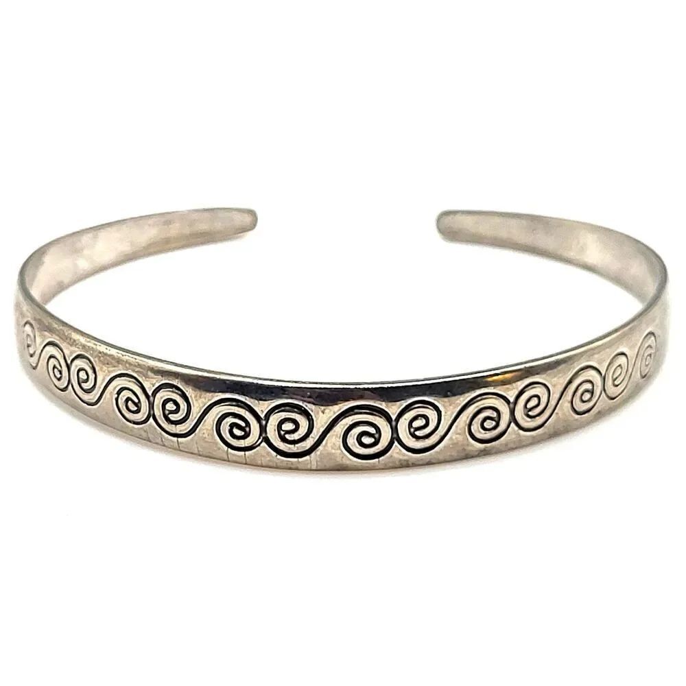 Silver Celtic Bangle Bracelet 7.6in